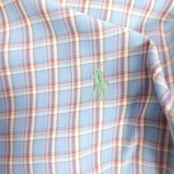 Ralph Lauren Mens Large Blue Plaid Classic Fit Long Sleeve Button Down Shirt - Picture 3 of 8